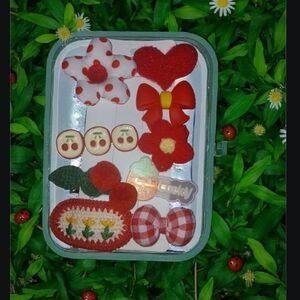 Cute Red and White Hair Accessories Set